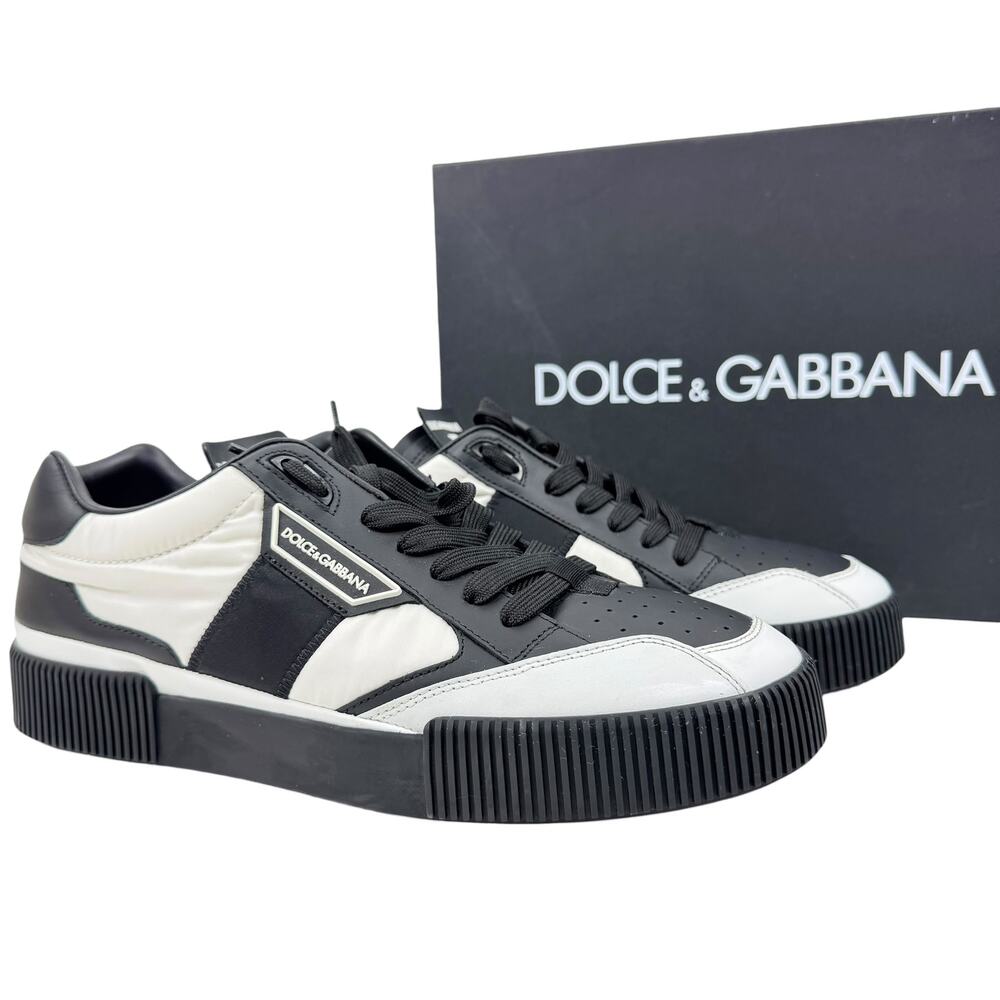 Dolce & Gabbana Miami Leather Low Top Sneakers Black Size 10 - Picture 2 of 10